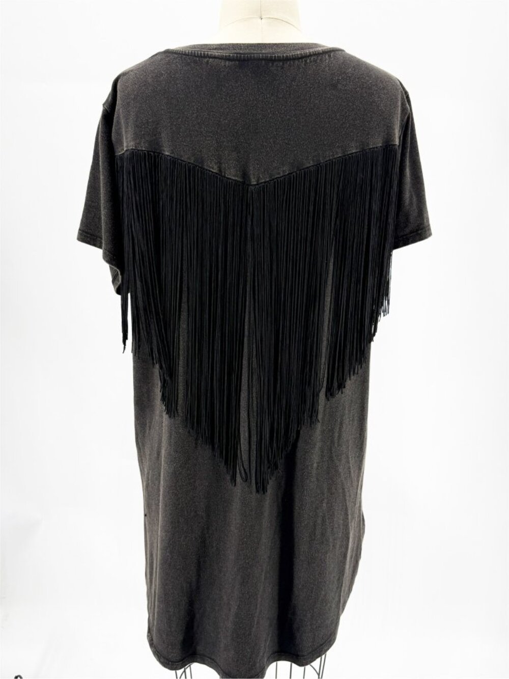 Haute Hippie Fringe Boho Western Faded Black Embroidered Nashville tee M - Picture 5 of 15